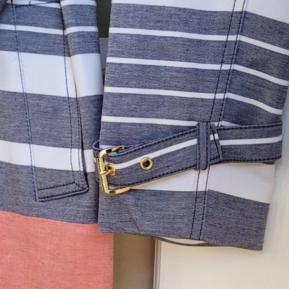 Michael Kors Stripes Double Breasted Women Trench Coat Size Medium - Picture 5 of 13